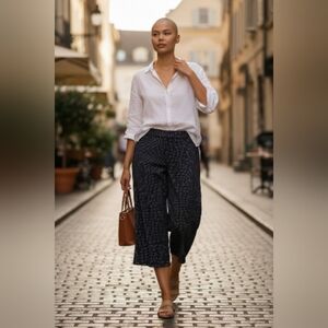 LARRY LEVINEChic Black With Circle Women's Cropped Pants SIZE 10